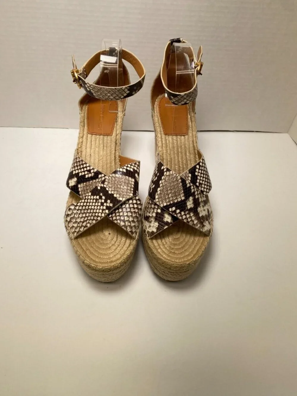 Tory Burch Women's Snake Shelby Strap Espadrille Wedge Sz 10.5